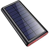 SWEYE Solar Powerbank 26800mAh Solarladegerät,【2020 Neuestes Solar Ladegerät】 Externer Akku Tragbares Ladegerät Akkupack mit 2 Ausgänge Power Bank für Handy Tablet Smartphone, Camping Wandern