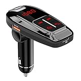 Neueste FM Transmitter Bluetooth 5.0, SONRU Bluetooth Auto Radio Adapter Freisprecheinrichtung, PD3.0 Typ C Schnellladung, Siri/Google Assistent, Unterstützung TF Karte U Disk, A2DP Crystal Sound