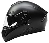 Motorradhelm Integralhelm Rollerhelm Fullface Helm - YEMA YM-831 Sturzhelm ECE mit Doppelvisier Sonnenblende für Damen Herren Erwachsene-Schwarz Matt-XL