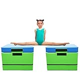 Triclicks 2X Foldable Incline Gymnastics Mats Klappmatte Keilförmig Schaumfüllung Tumbling Mat Incline Gymnastics Mat Wedge Ramp Gym Mat Gymnastikmatte mit Tragegriff für Fitness Aerobic (Grün)
