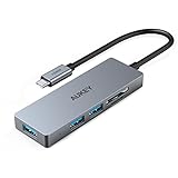 AUKEY USB C Hub Aluminium mit SD & MicroSD Kartenslots und 3 USB 3.0 Anschlüssen USB C Adapter Kompatibel für MacBook Pro 2017/2016, Google Chromebook Pixel, Dell XPS 13 und andere USB C Ger?te