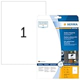 HERMA 9500 Wetterfeste Folien-Etiketten DIN A4 (210 x 297 mm, 10 Blatt, Polyethylen, matt) selbstklebend, bedruckbar, extrem stark haftende Outdoor Klebefolie, 10 Klebeetiketten, weiß