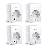 TP-Link Tapo WLAN Smart Steckdose,Alexa Steckdose 4er Pack, Smart Home WiFi Steckdose, Alexa Zubehör,funktioniert mit Alexa,Google Home,Tapo App, Sprachsteuerung, Fernzugriff,Kein Hub notwendig, Mini