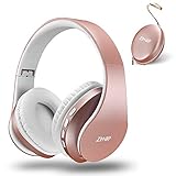 zihnic Bluetooth Over Ear Kopfhörer, Wireless Faltbares Stereo Headset, Kabelloser Schalldämmung Kopfhörer mit Eingebautem MikrofonMicro SD/TF FM,Over Ear Headphones für Phones/IPad/PC,(ROSEgold)