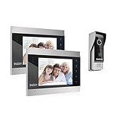 TMEZON Video Türsprechanlage Türklingel Intercom System, Türsprechanlage mit 1080P 7 Zoll 2-Monitor 1-Kamera Für 1-Familienhaus, Touch-Taste, Nachtsicht, Unterstützung automatisch Snapshot/Aufnahme