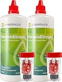 Lensdealer Peroxidlösung 2x 360ml Doppelpack + Behälter, Pflegemittel für weiche Kontaktlinsen Kontaktlinsenflüssigkeit (2)…