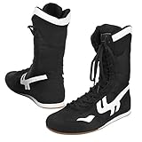 Dilwe Boxschuhe, High-Top-Knöchel-Boxschuhe Kampfsport Taekwondo Sanda Trainingsschuhe Geeignet für Männer und Frauen(Schwarz)