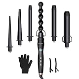 Lockenstab Set BESTOPE UPDATE Lockenstäbe 6 in 1 Welleneisen mit ODM-Griff Lockenwickler 30s schnelle Heizung Wellenstyler Keramikbeschichtung mit LCD-Display & Verbrühschutzkopf
