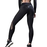 OEAK Damen Sport Leggings Hohe Taille Strumpfhose Push Up Herz Patchwork Übung Hose Stretch Sporthose Fitnesshose Laufenhose Tights für Gym Workout