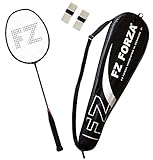 FZ Forza - Badmintonschläger Airflow 74 Lite für Fortgeschrittene - Schlägertasche & 2 Badminton Racket Grip gratis,rot