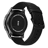 MroTech Lederarmband Gear S3 Armband Galaxy Watch 46mm Leder Uhrenarmband 22mm Echtes Lederband kompatibel für Samsung Gear S3 Frontier Classic, Huawei Watch GT/Huawei 2 Classic Bracelet- Schwarz