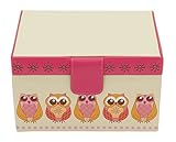 Friedrich|23, Schmuckkoffer, Owlivia, Feinsynthetik, 22 x 15 x 13 cm, Rechteckig, Abschließbar, Mit Spiegel, Beige/Rosa, 20097-6