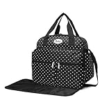 Miss Lulu - Wickeltasche - Polka Dot schwarz/weiß