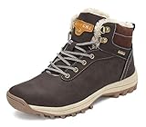 Pastaza Gefüttert Winterstiefel Wasserdicht Wanderschuhe Herren Warme Winterschuhe Männer rutschfest Outdoor Leder Boots Braun, 43