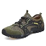 FLARUT Herren Sommer Trekking Sandale Wanderschuhe Super Atmung Draussen Hiking Schuhe Mesh Vamp Wasserschuhe Sport Laufen Klettern(Grün,44)