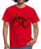 Schlagzeug, Drums, Drummer, Schlagzeuger, Musik, Instrument, Double bass Männer T-Shirt, XL, Rot