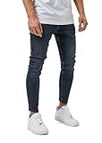 Burocs Herren Destroyed Jeans Skinny Blau Schwarz BR6001, Hosengröße:W33 L32, Farbe:Dunkelblau 2