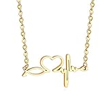 SHEGRACE Halskette Für Frauen, Herzschlag Halskette, EKG Halskette, Edelstahlkette, 500mm, Verstellbar