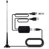 Bingfu DVBT-2 Antenne Digitale TV Antenne Tragbare Stabantenne Teleskopantenne mit Verstärker Magnetfuß und 3m Verlängerungskabel für Innen und Außen DVB-T2 Geräte