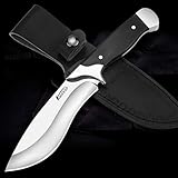 NedFoss Outdoor-Messer mit ergonomischem Griff, Survival Messer in Fulltang-Konstruktion, Gürtelmesser aus einem stück Stahl gefertigt- inkl. Lederscheide, robust und scharf