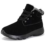 Hsyooes Winterschuhe Damen Winterstiefel Herren Warm Gefüttert Schneestiefel Winter Schlupfstiefel Stiefel Boots Trekking Wanderschuhe Outdoor 39EU Schwarz-A