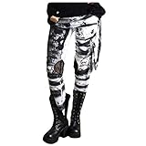 cinnamou Damen Gotische Hosen Frauen Punk Hosen coolen Ultra erfassten Hosen Gothic Rocker Distressed Tie Leggings Retro Street Hose