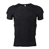 VGEBY Protektorenshirt Schutzweste Shorts Gepolstert Sportanzug für Fußball Basketball Paintball Kampfsport Rugby(T-Shirt M)