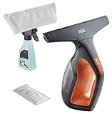 AEG WX7-60CE1 Fenstersauger (Inkl. Zubehör + Abziehlippen aus Naturkautschuk, Sprühflasche, nur 60 db(A), breite Saugdüse, 1 LED-Indikator, 110 ml Wassertank, 60 min Laufzeit, orange/grau)