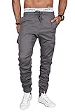 A. Salvarini Herren Hose mit Elasthananteil Cargo Stretch Jogging Pants Slim AS-031 [AS-031-Grau-W32 L34]