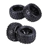 Dilwe RC Truck Autoreifen, 4 Stück Gummireifen Reifen & Kunststoffnaben Felgen Zubehör für 1/8 RC Truck Car Zubehör