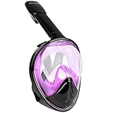 AngelaKerry The Life Diving Mask, VOLLMASKE with 180 Degree Viewing for Adults and Children Mist (Lila - Schwarz, S)
