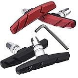 fuxunamz Bremsschuhe, Fahrrad Bremsklötze, 2 Paar(4 Stück) V-Brake Blocks, Unisex Bremsbeläge mit Bolzen, U-Bremse Bremsbacken, Für Symmetrisch Bremsleistung, One Size 70mm (2X Schwarz, 2X Rot)