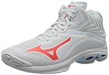 Mizuno Damen Wave Lightning Z6 Mid Volleyball-Schuh, White/IgnitionR/Bluebell, 41 EU