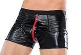 Andalea Herren Dessous Boxer-Shorts schwarz aus Wetlook Material mit Reißverschluss Größe: S/M