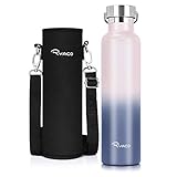 Ryaco Trinkflasche Edelstahl Wasserflasche 560ml 750ml 1000ml, Vakuum-Isolierte BPA-frei auslaufsicher Thermosflasche, 24 Std Kühlen & 12 Std Warmhalten, Inklusive 2 austauschbare Kappen