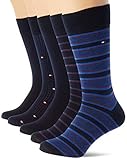 Tommy Hilfiger Mens TH 5P FINE Stripe TIN GIFTBOX Socks, Dark Navy, 39/42 (5er Pack)