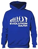 Golf/Golf Golfen Golfer ~ Evolution of ~ Jungen/Mädchen/Kids Hoodie ~ Alter 5–13 Gr. 12 Jahre, blau