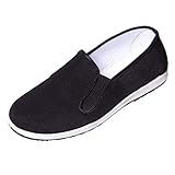 DoGeek Kung Fu Taichi Schuhe Chinesische Traditionelle Peking-Stil Schuhe Slipper für Damen und Herren Schwarz （Wählen Sie 1 Größere Größe）