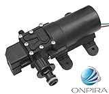 ONPIRA Wasserpumpe 12V (Hochdruckmembran) mit Gartenschlauch Anschluss selbstansaugende Pumpe für Wohnwagen, Boot, Wohnmobil, Garten