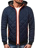 OZONEE Herren Übergangsjacke Jacke Übergang Jacken Herbst Bomberjacke Stehkragen Kapuze Steppjacke Kapuzenjacke Leichte Outdoor Puffer Jacket Gepolstert JS/TY09 DUNKELBLAU M