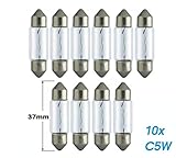 10x Stück – C5W - 37mm - SV85-12V - 5W - KFZ Beleuchtung - LONGLIFE - Glühlampe Glassockellampe Glühbirne Soffitte Autolampen WERKSTATTWARE/chiavi