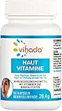 Vihado Haut Vitamine – Hautpflege von innen mit Zink, Biotin und Vitamin A – mit Naturstoffen wie OPC und Hopfen – Beauty Kapseln für Frauen und Männer zur Nahrungsergänzung – 60 Kapseln