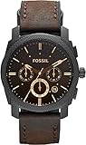 FOSSIL - Maschinen mittelgroßer Chronograph Braun Leder Edelstahl Uhr Stoppuhr und Timer-Funktionalität - FS4656