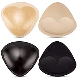 MELLIEX 2 Paar Selbstklebend BH Einlagen, Wiederverwendbar Atmungsaktiv Sponge Bra Push-up Pads(Schwarz + Hautfarbe), Groß