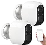VisorTech Aussenkamera Funk: 2 IP-Überwachungskameras, Full HD, WLAN, App, Batterie-Betrieb, IP54 (Full-HD-IP-Überwachungskamera)