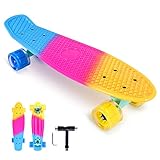 Bellanny Skateboard, 22 x 6 Zoll Komplette Mini Cruiser Skateboard, Buntem Skateboard, Mit ABEC-7 Kugellager Und 6045 Leuchtrad, mit T-Tool, für Kinder, Jugendliche