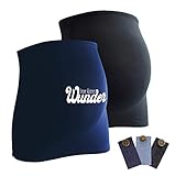 Mamaband Schwangerschaft Bauchband für die Babykugel im Doppelpack 1xUni 1xWunder – Rückenwärmer und Shirtverlängerung für Schwangere – Elastische Umstandsmode Dunkelblau 38-42