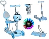 Kruzzel Kinderroller Kickscooter Tretroller ab 3 Jahren bis 60 kg Mädchen Junge 10329, Farbe:Blau