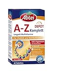 Abtei A-Z Komplett Langzeit-Multivitamine - hochdosiertes Nahrungsergänzungsmittel für Vitalität und Wohlbefinden mit 24 Nährstoffen - mit Vitamin B12 und Lutein - 1 x 42 Tabletten