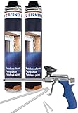 2 x Berner 1-K Pu-Pistolenschaum 750ml + 1 x Berner Schaum-Pistole *****Montageschaum als Fenster-Bau-Schaum, Zargen Fensterbänke Schalldämmung Dachausbau***** 2 Stück + Schaum-Pistole